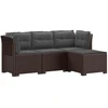 4 Vietų Sodo Sofa su Pagalvėlėmis Ratanų Imitacija PP Ruda