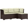 4 Vietų Sodo Sofa su Pagalvėlėmis Ratanų Imitacija PP Ruda