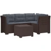 4 Vietų Sodo Sofa su Pagalvėlėmis Ratanų Imitacija PP Ruda