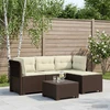 4 Vietų Sodo Sofa su Pagalvėlėmis Ratanų Imitacija PP Ruda