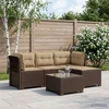 4 Vietų Sodo Sofa su Pagalvėlėmis Ratanų Imitacija PP Ruda