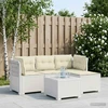 4 Vietų Sodo Sofa su Pagalvėlėmis Ratanų Imitacija PP Balta