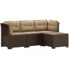 4 Vietų Sodo Sofa su Pagalvėlėmis Ratanų Imitacija PP Ruda