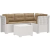 4 Vietų Sodo Sofa su Pagalvėlėmis Ratanų Imitacija PP Balta