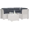 4 Vietų Sodo Sofa su Pagalvėlėmis Ratanų Imitacija PP Balta