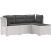4 Vietų Sodo Sofa su Pagalvėlėmis Ratanų Imitacija PP Balta