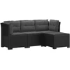 4 Vietų Sodo Sofa su Pagalvėlėmis Ratanų Imitacija PP Antracito