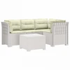 4 Vietų Sodo Sofa su Pagalvėlėmis Ratanų Imitacija PP Balta