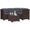 4 Vietų Sodo Sofa su Pagalvėlėmis Ratanų Imitacija PP Ruda
