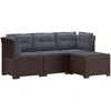 4 Vietų Sodo Sofa su Pagalvėlėmis Ratanų Imitacija PP Ruda