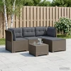 4 Vietų Sodo Sofa su Pagalvėlėmis Ratanų Imitacija PP