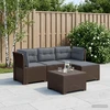 4 Vietų Sodo Sofa su Pagalvėlėmis Ratanų Imitacija PP Ruda