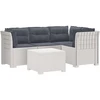 4 Vietų Sodo Sofa su Pagalvėlėmis Ratanų Imitacija PP Balta