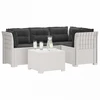 4 Vietų Sodo Sofa su Pagalvėlėmis Ratanų Imitacija PP Balta