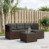 4 Vietų Sodo Sofa su Pagalvėlėmis Ratanų Imitacija PP Ruda