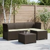 4 Vietų Sodo Sofa su Pagalvėlėmis Ratanų Imitacija PP Ruda