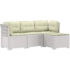 4 Vietų Sodo Sofa su Pagalvėlėmis Ratanų Imitacija PP Balta