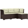 4 Vietų Sodo Sofa su Pagalvėlėmis Ratanų Imitacija PP Ruda