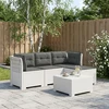 4 Vietų Sodo Sofa su Pagalvėlėmis Ratanų Imitacija PP Balta