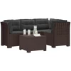 4 Vietų Sodo Sofa su Pagalvėlėmis Ratanų Imitacija PP Ruda