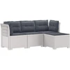 4 Vietų Sodo Sofa su Pagalvėlėmis Ratanų Imitacija PP Balta