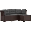 4 Vietų Sodo Sofa su Pagalvėlėmis Ratanų Imitacija PP Ruda