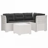 4 Vietų Sodo Sofa su Pagalvėlėmis Ratanų Imitacija PP Balta