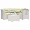 4 Vietų Sodo Sofa su Pagalvėlėmis Ratanų Imitacija PP Balta