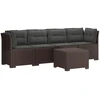 4 vietų sodo sofa su pagalvėmis pintinės išvaizdos PP Ruda