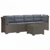 4 vietų sodo sofa su pagalvėmis pintinės išvaizdos PP