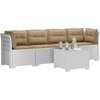 4 vietų sodo sofa su pagalvėmis pintinės išvaizdos PP Balta