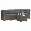 4 vietų sodo sofa su pagalvėmis pintinės išvaizdos PP