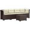 4 vietų sodo sofa su pagalvėmis pintinės išvaizdos PP Ruda