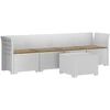 4 vietų sodo sofa su pagalvėmis pintinės išvaizdos PP Balta