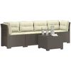 4 vietų sodo sofa su pagalvėmis pintinės išvaizdos PP