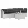 4 vietų sodo sofa su pagalvėmis pintinės išvaizdos PP Balta