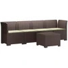 4 vietų sodo sofa su pagalvėmis pintinės išvaizdos PP Ruda