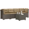 4 vietų sodo sofa su pagalvėmis pintinės išvaizdos PP