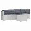 4 vietų sodo sofa su pagalvėmis pintinės išvaizdos PP Balta