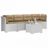 4 vietų sodo sofa su pagalvėmis pintinės išvaizdos PP Balta