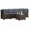 4 vietų sodo sofa su pagalvėmis pintinės išvaizdos PP Ruda