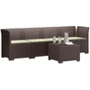 4 vietų sodo sofa su pagalvėmis pintinės išvaizdos PP Ruda