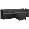 4 vietų sodo sofa su pagalvėmis pintinės išvaizdos PP Antracito