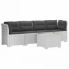 4 vietų sodo sofa su pagalvėmis pintinės išvaizdos PP Balta