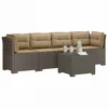 4 vietų sodo sofa su pagalvėmis pintinės išvaizdos PP