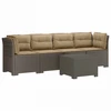 4 vietų sodo sofa su pagalvėmis pintinės išvaizdos PP