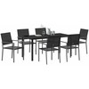 Lauko baldų komplektas Sodo valgomojo komplektas 7 pcs Juoda PE ratanas