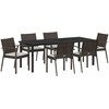 Sodo valgomojo komplektas 7 pcs Ruda ir juoda PE ratanas
