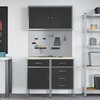 Darbo spinta 5 pcs Juoda Inžinerinė mediena ir plienas