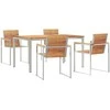 Lauko baldų komplektas Sodo valgomojo komplektas 5 pcs Ruda Kieto teka medžio